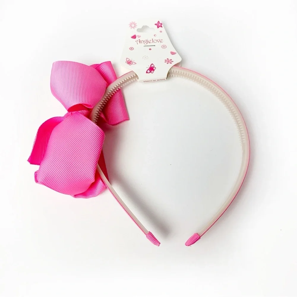 Girls Hair Bow Headband Trio - Blue, Pink, White NWT